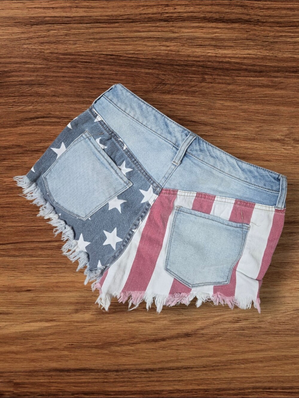Mossimo Supply Co. Women's Red White And Blue Distressed Denim Shorts